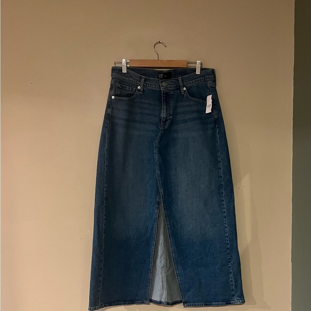 Gap Denim Maxi Skirt Womens Size 10/30 Medium Wash Front Slit Casual Summer